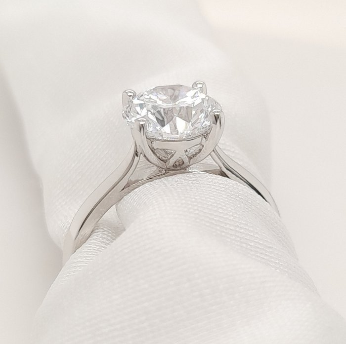 Ring - 18 kraat Hvidguld -  2.14ct. tw. Diamant (Laboratoriedyrket) - 2.14ct D IF