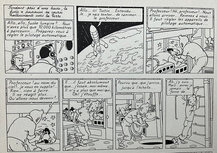 Hergé - 1 Print - Tintin - Objectif lune - Edition alternée page 57- Verso blanc