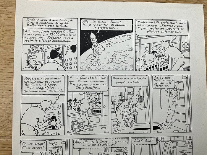 Hergé - 1 Print - Tintin - Objectif lune - Edition alternée page 57- Verso blanc