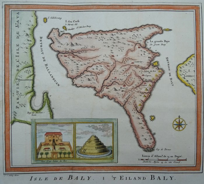 Asien - Indonesien, Bali; J.N. Bellin / J. van der Schley - Ile de Baly / ´t Eiland Baly - 1721-1750