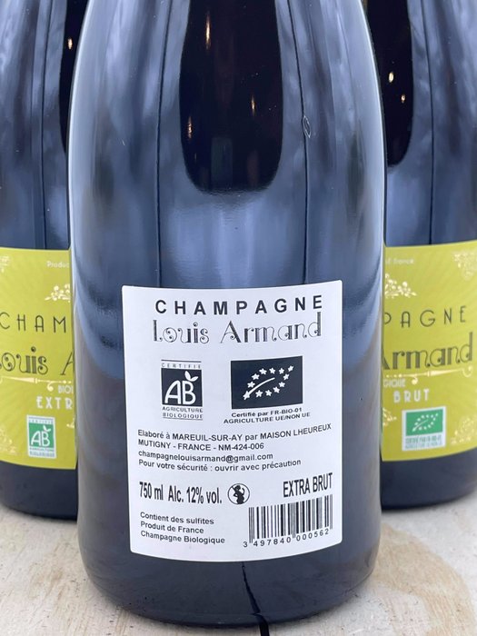 Louis Armand, Biologique - Champagne Extra Brut - 6 Flasker (0,75 L)