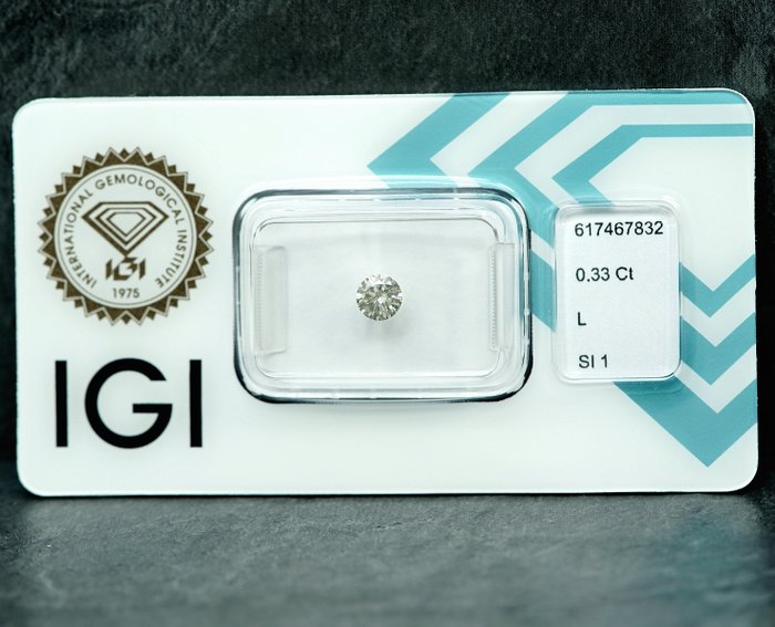 1 pcs Diamant  (Natur)  - 0.33 ct - L - SI1 - International Gemological Institute (IGI)