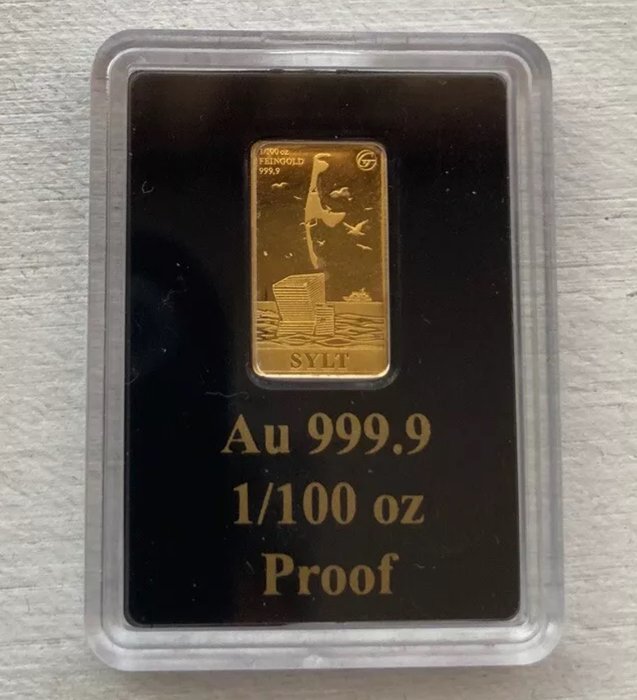 Verden. Gold bar Sylt., 1/100 Oz (.999)  (Ingen mindstepris)