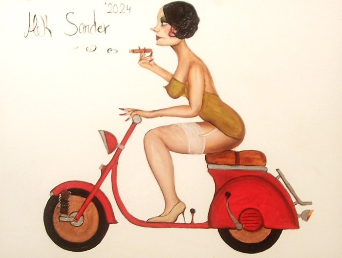 Alek Sander (XX-XXI) - Alek Sander Madame Cohiba auf einer Vespa durch Italien