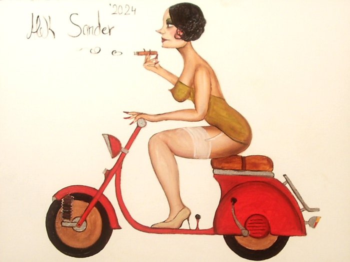 Alek Sander (XX-XXI) - Alek Sander Madame Cohiba auf einer Vespa durch Italien