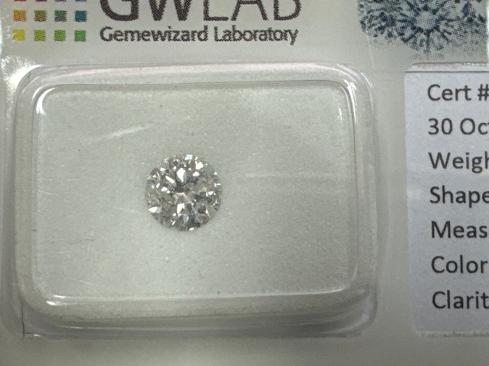 Ingen mindstepris - 1 pcs Diamant  (Natur)  - 0.52 ct - Rund - D (farveløs) - I1 - Gemewizard Gemological Laboratory (GWLab)