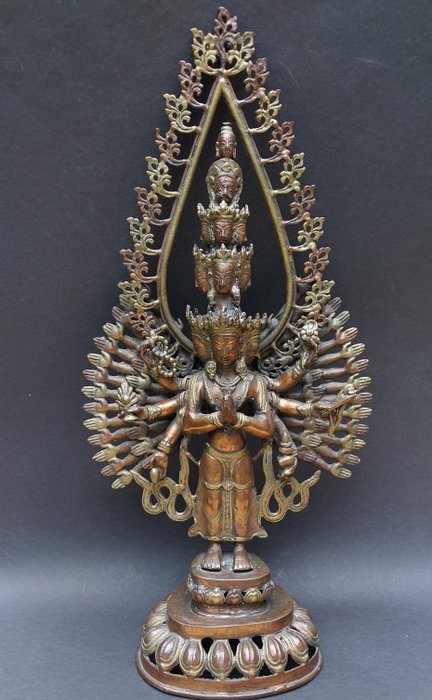 Statue af Avalokiteshvara Chenresig 49 cm! - Tibet/Nepal