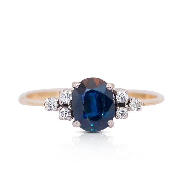 Ingen mindstepris - Ring - 18 kraat Gulguld -  148ct tw Safir - Diamant