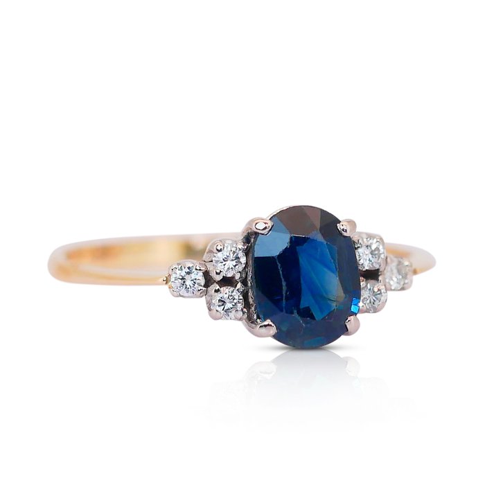 Ingen mindstepris - Ring - 18 kraat Gulguld -  148ct tw Safir - Diamant