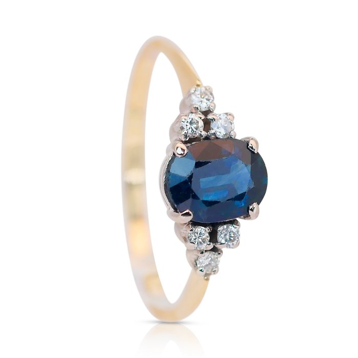 Ingen mindstepris - Ring - 18 kraat Gulguld -  148ct tw Safir - Diamant