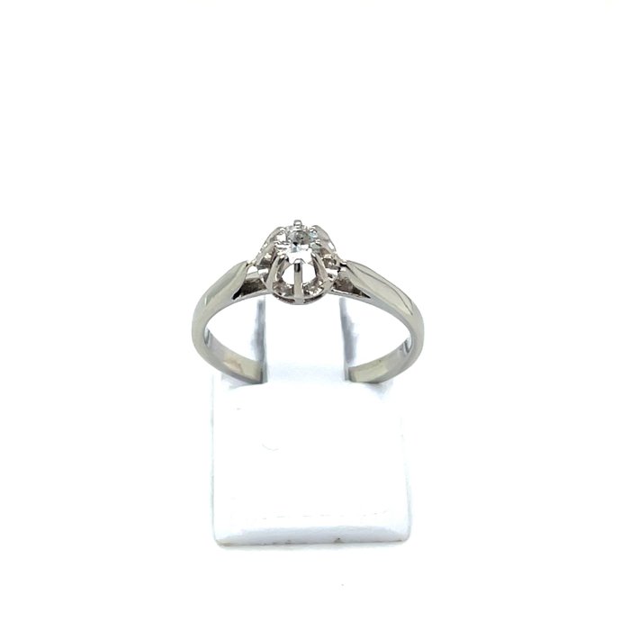 18 kraat Guld, Hvidguld - Ring - 0.15 ct Diamant