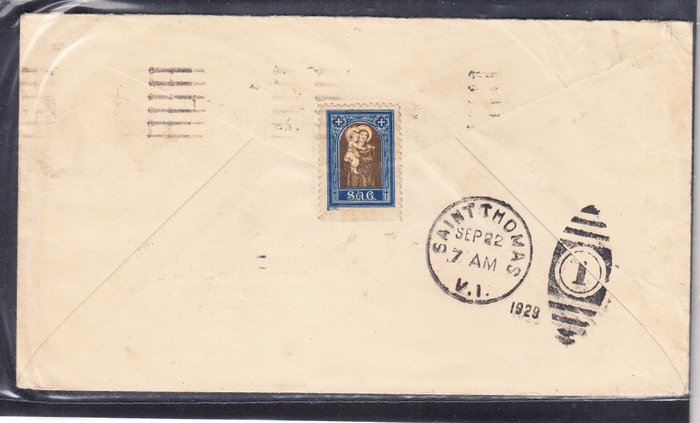 USA Puerto Rico 1922 - Cover af den første Puerto Rico-flyvning til St. Thomas i 1922 med officielle aflysninger af den - Scott diversi numeri