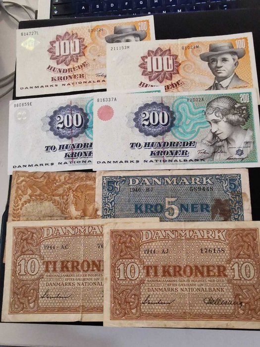 Danmark - 8 Banknotes - Various Dates  (Ingen mindstepris)