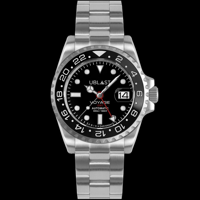 Ublast - Voyage Pro Diver GMT - REF.UBVPD40BK - Automatic Swiss MOVT - Mænd - Ny