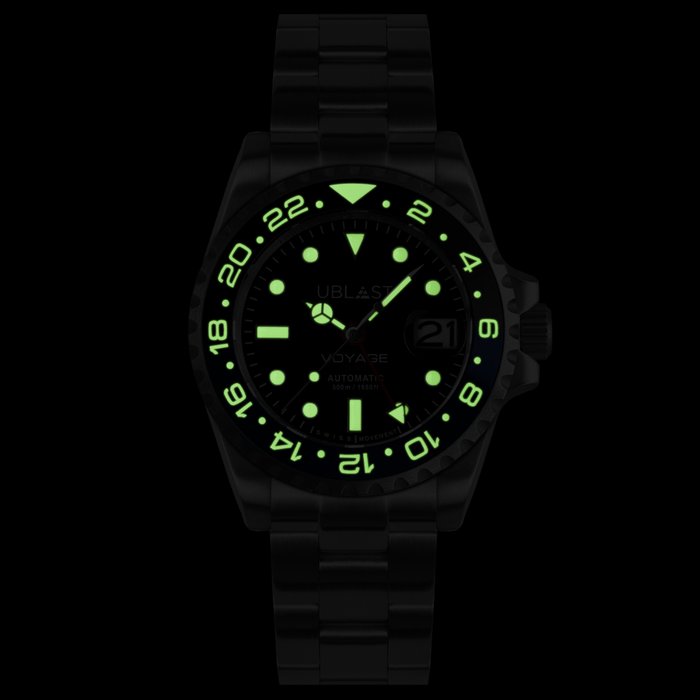 Ublast - Voyage Pro Diver GMT - REF.UBVPD40BK - Automatic Swiss MOVT - Mænd - Ny