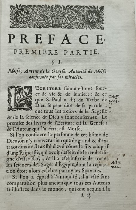 SS Peres Des Auteurs Ecclesiastiques - La Genèse - 1685