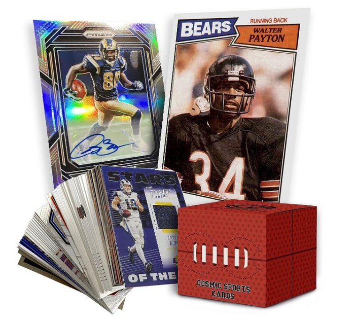 2023 NFL Deluxe Mistery Box - 100x Official Cards | 4x Autograph or Relic Cards Guaranteed | 10x Hall of NBA - 1 Box - Næsten så god som ny (NM)