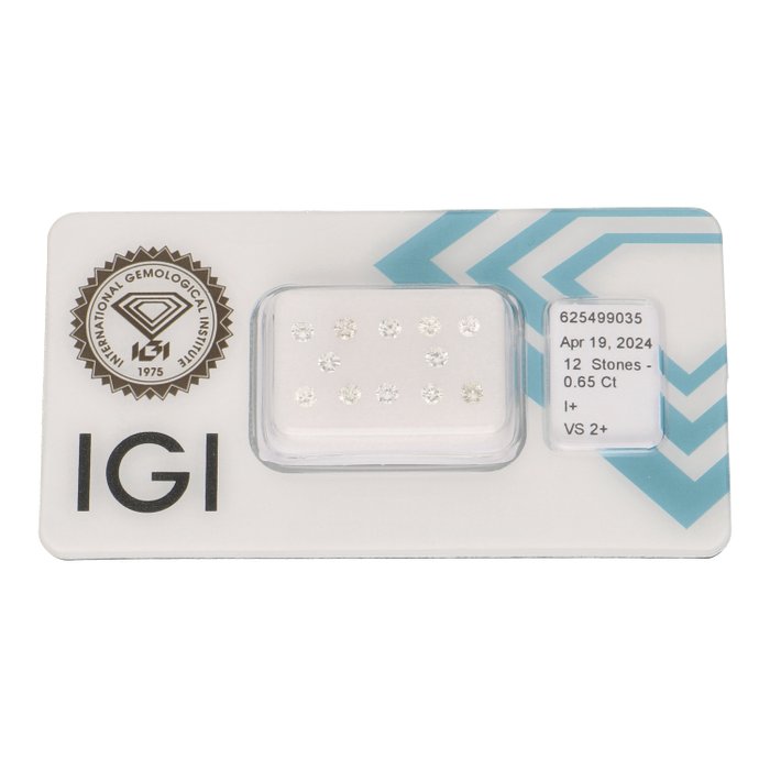 Ingen mindstepris - 12 pcs Diamant  (Natur)  - 065 ct - Rund - I - VS2 - International Gemological Institute (IGI)