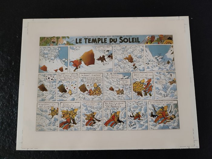 Hergé - 4 Originale Casterman trykkorrektur - Tintin - Le Temple du Soleil - 1988