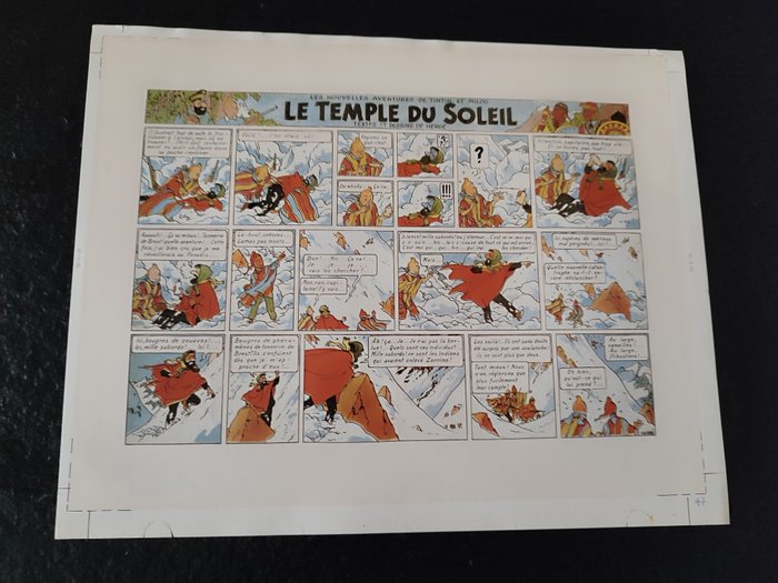 Hergé - 4 Originale Casterman trykkorrektur - Tintin - Le Temple du Soleil - 1988