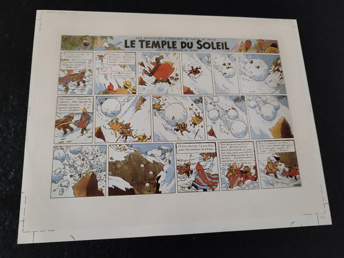 Hergé - 4 Originale Casterman trykkorrektur - Tintin - Le Temple du Soleil - 1988