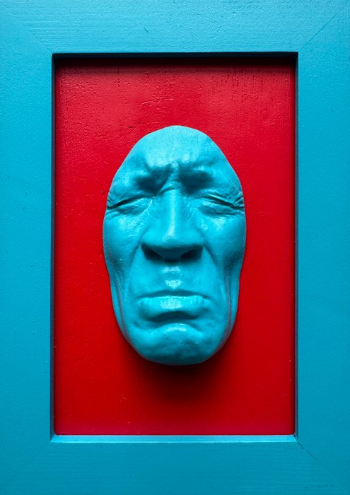 Gregos (1972) - Lot de 4 cadres-blue light moods on red background-red frame-blue light frame