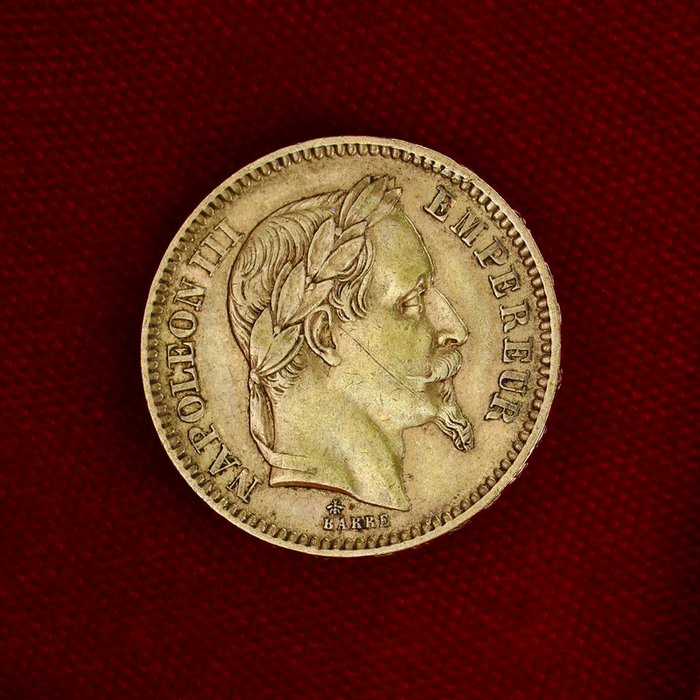 6,45 grams - Guld 900 - 20 Francs Napoleon III - Præget bar