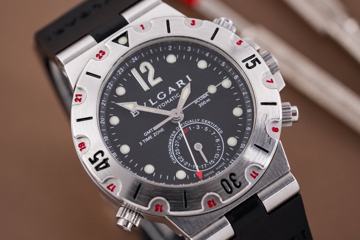 Bvlgari - Diagono Scuba GMT 3 Time Zone - SD 38 S GMT - Mænd - 2000-2010