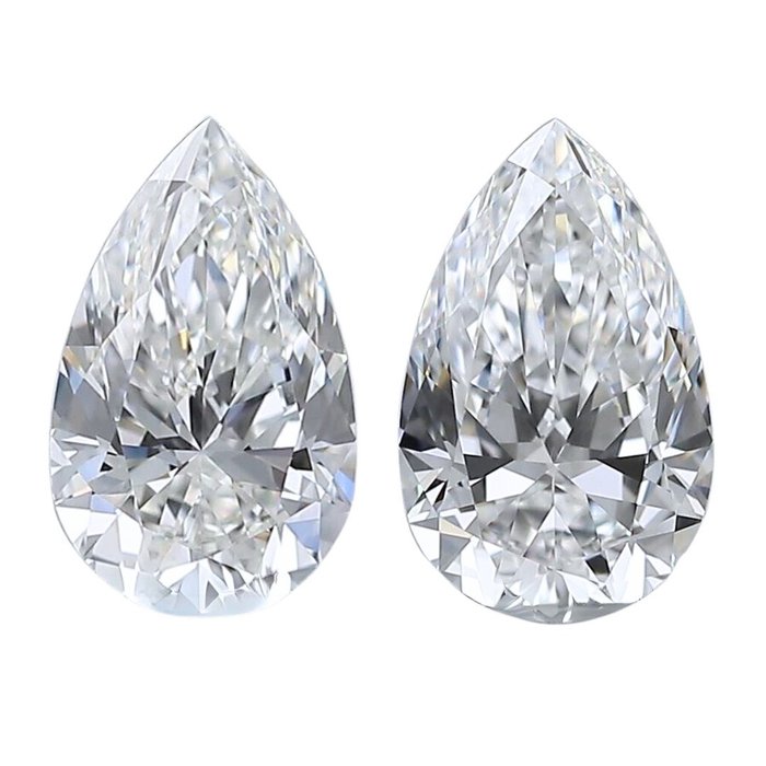 2 pcs Diamant  (Natur)  - 101 ct - Pære - E G - IF VVS1 - Gemological Institute of America (GIA)