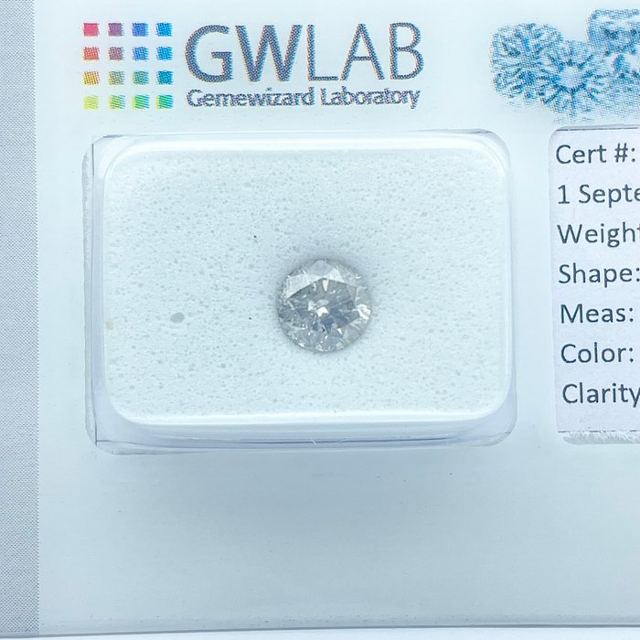 Ingen mindstepris - 1 pcs Diamant  (Natur)  - 0.75 ct - Rund - G - I1 - Gemewizard Gemological Laboratory (GWLab)