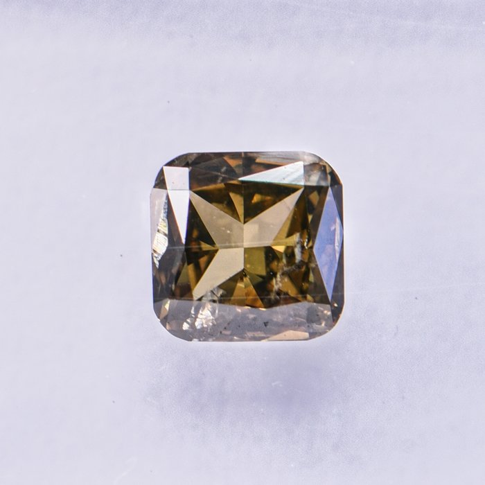 Ingen mindstepris - 1 pcs Diamant  (Naturfarvet)  - 0.57 ct - Pude - Fancy deep Brunlig, Grønlig Gul - SI2 - International Gemological Institute (IGI)