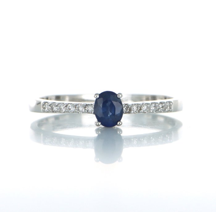 Ingen mindstepris - Ring - 18 kraat Hvidguld -  0.30ct. tw. Safir - Diamant