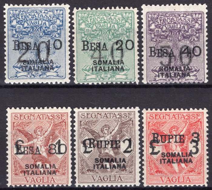 Italienske Somalia 1924 - Poststempler - den komplette nye serie med intakt gummi, også med fremragende centrering - Sassone n° 1/6