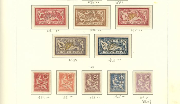 Frankrig 1900 - RATING +6500 - Smuk ny SM-kollektion og fulgt, Mouchons, 2Fr Merson, Orphelins, Cx Rge,...