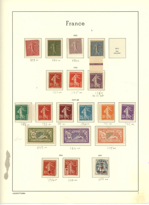 Frankrig 1900 - RATING +6500 - Smuk ny SM-kollektion og fulgt, Mouchons, 2Fr Merson, Orphelins, Cx Rge,...