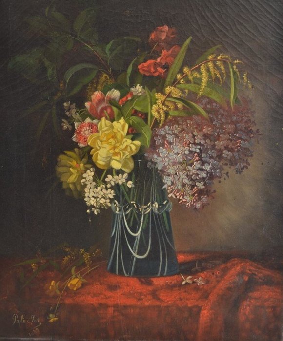 Pauline Petit XXe - Nature morte au bouquet de fleurs