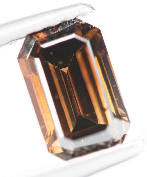 Ingen mindstepris - 1 pcs Diamant  (Naturfarvet)  - 0.95 ct - Smaragd - Fancy deep Orange nuance Brun - VS2 - Gem Report Antwerp (GRA)