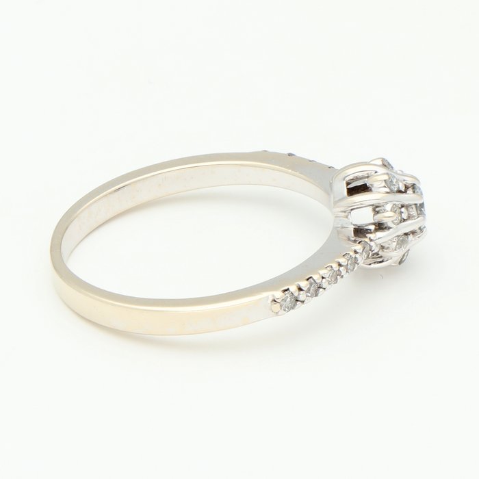 Ring - 18 kraat Hvidguld Diamant (Natur)