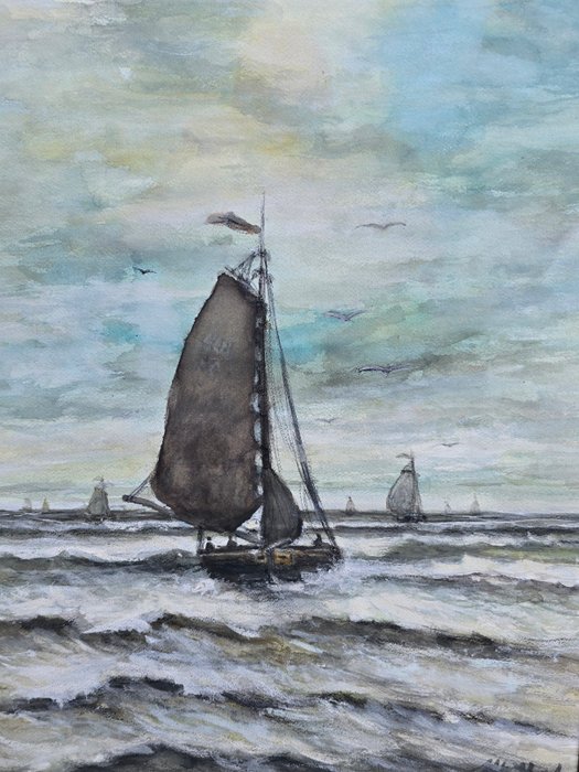 Hendrik Willem Mesdag (1831 - 1915) - Uitvarende botters op Noordzee