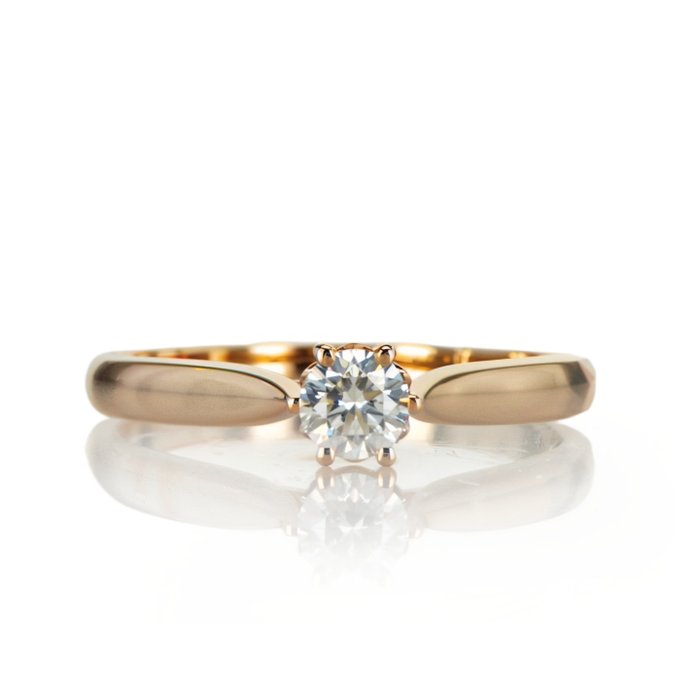 Forlovelsesring - 14 karat Rosaguld -  0.26ct. tw. Diamant (Natur)