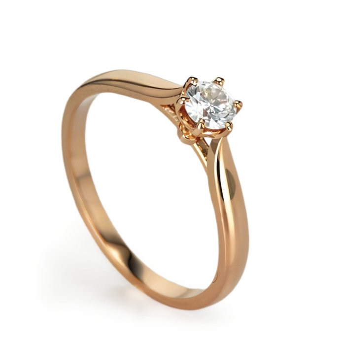 Forlovelsesring - 14 karat Rosaguld -  0.26ct. tw. Diamant (Natur)