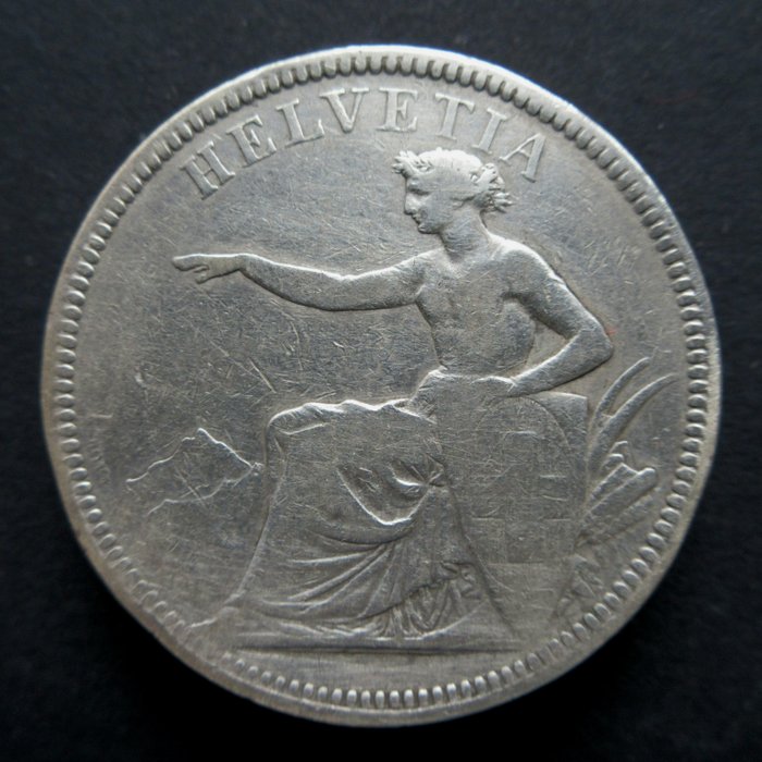 Schweiz. 5 Francs 1874 B. (Brussel Mint)