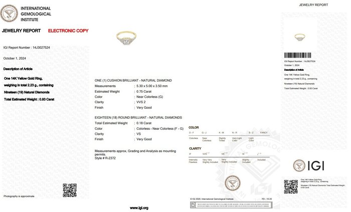 Ingen mindstepris - Ring - 14 karat Gulguld -  0.93ct. tw. Diamant (Natur) - Diamant - Ideel skåret diamant