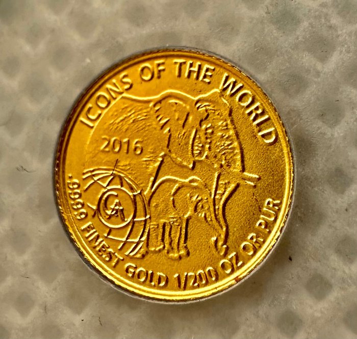 Rwanda. 10 Amafranga 2016 Icons of the World - Elefant, 1/200 Oz (.999)  (Ingen mindstepris)