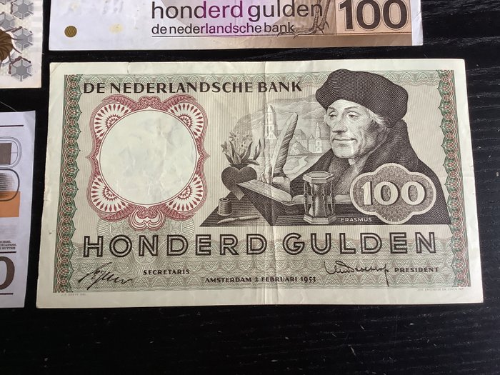 Holland. - 4 x 100 Gulden 1953-1992  (Ingen mindstepris)