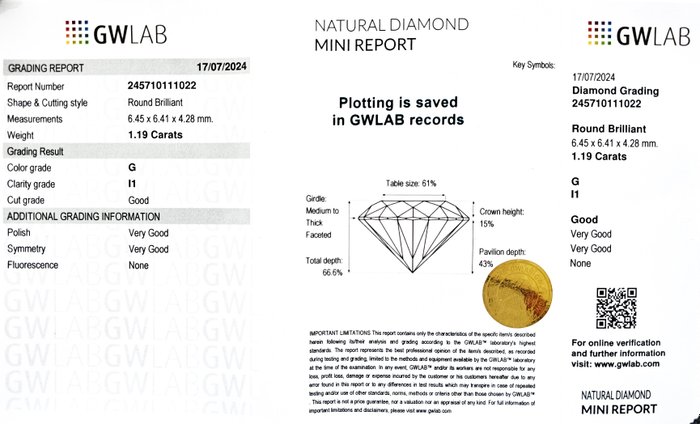 Forlovelsesring - 14 karat Hvidguld -  1.19ct. tw. Diamant (Natur)