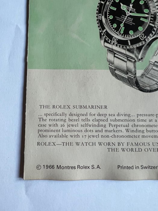 Rolex - Submariner  - Ref 5512 (4-liner) - Brochure