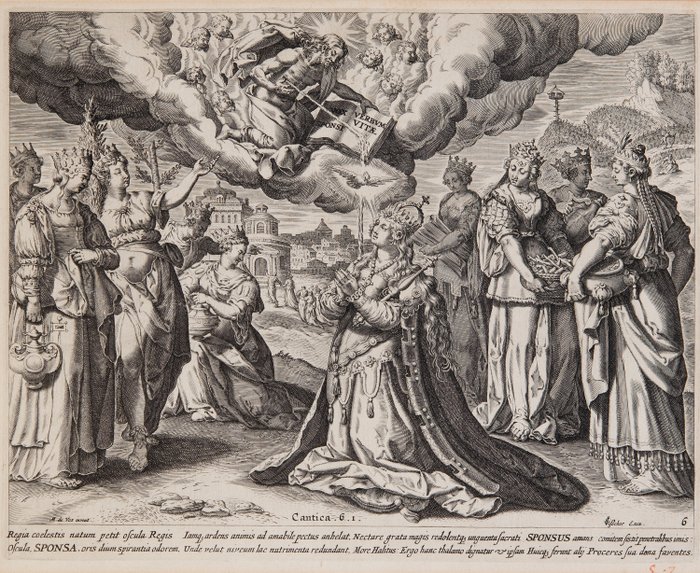 Johann Sadeler (1550-1600) after Maarten de Vos (1532-1603) - Serie: Hooglied van Salomo - De bruid van Christus