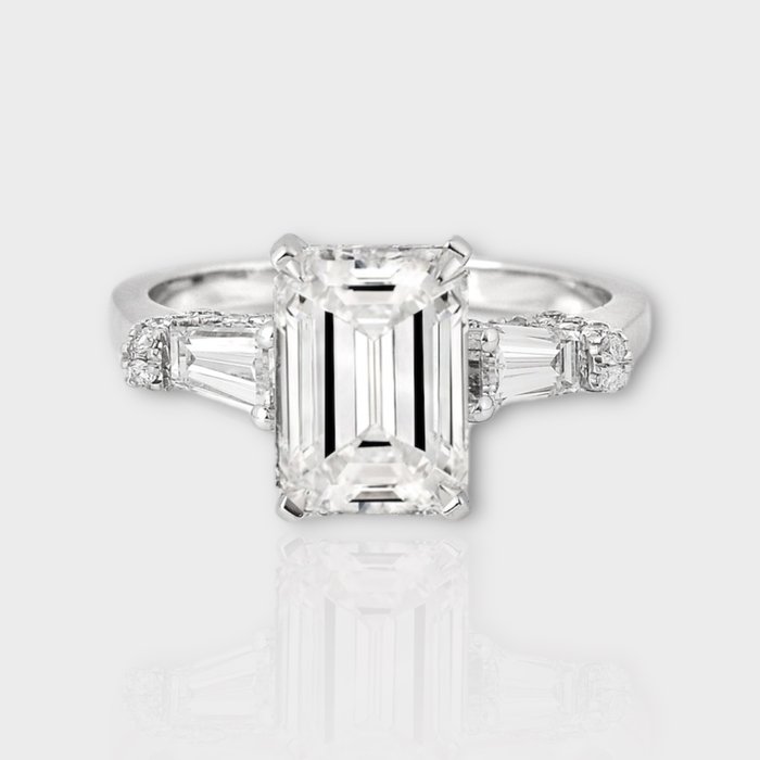 Ingen mindstepris - Ring - 14 karat Hvidguld -  3.84ct. tw. Diamant (Laboratoriedyrket) - Diamant - IGI 3.09 CT Ideal E VS1