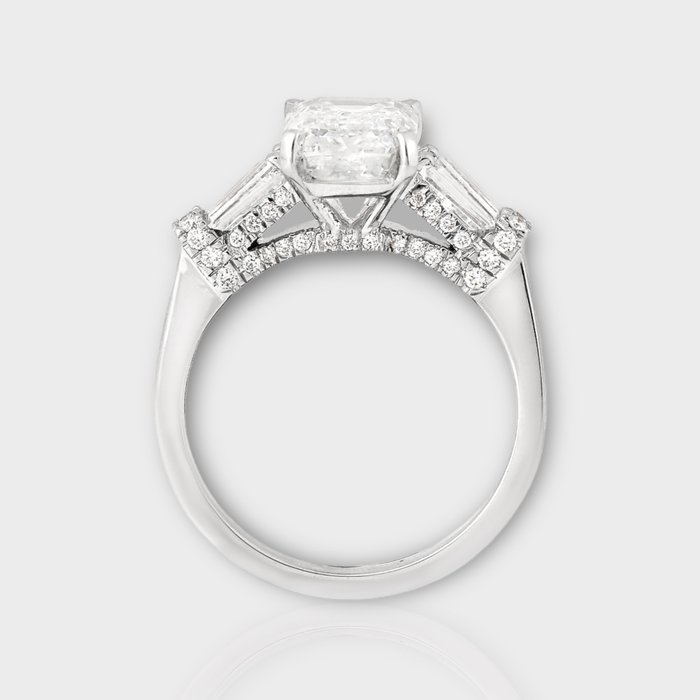 Ingen mindstepris - Ring - 14 karat Hvidguld -  3.84ct. tw. Diamant (Laboratoriedyrket) - Diamant - IGI 3.09 CT Ideal E VS1